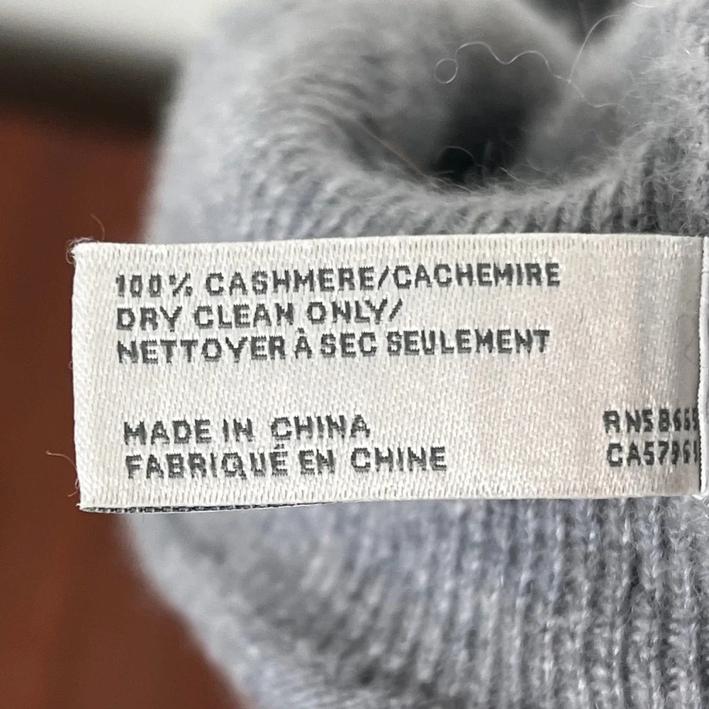 Nordstrom Rack Women 100% Cashmere Slouchy Beanie Hat Light Gray Heathered Knit